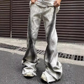 Threebooy Y2K Streetwear Tie Dye White Baggy Flare Jeans Pants Men Designer Clothes New Rock Old Women Long Trousers Roupa